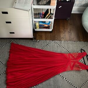 Elegant long formal red dress